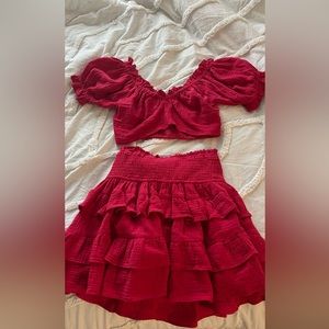 Ruffle red skirt and shirt set!